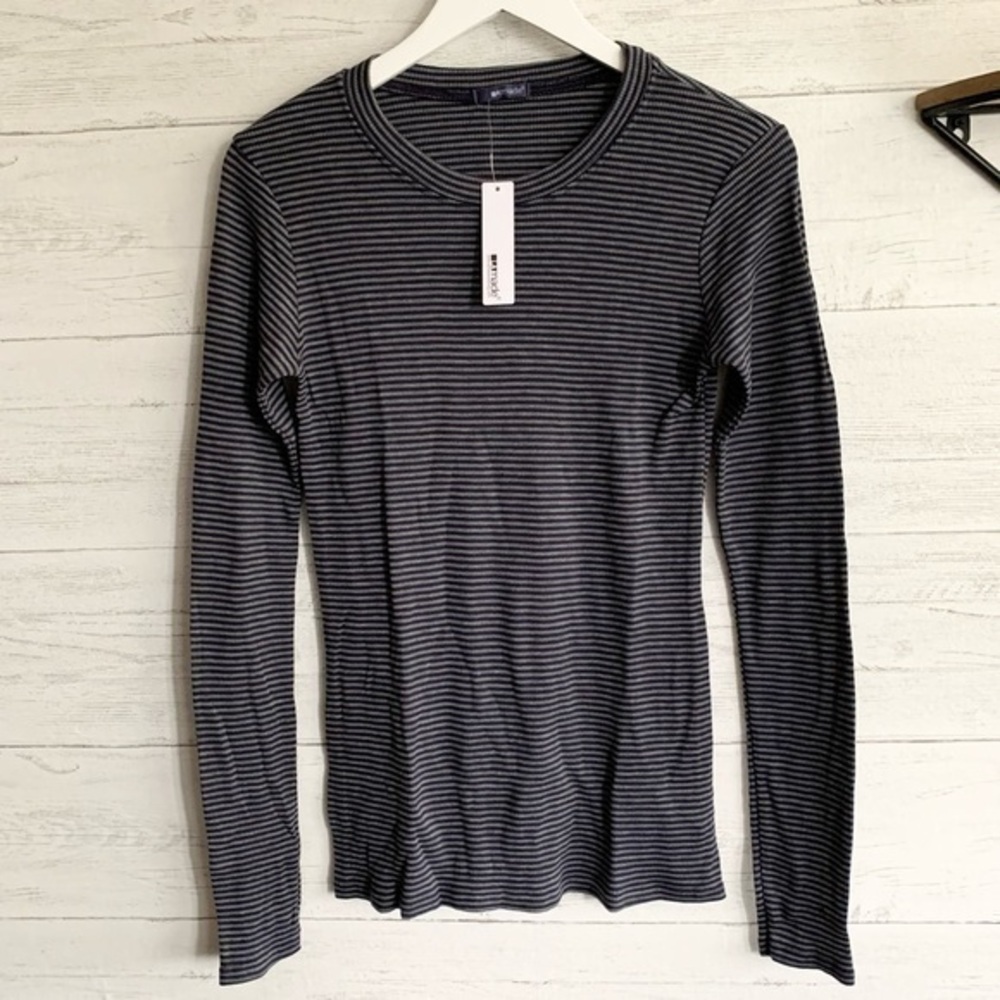 LAmade Grey and Navy Striped Long Sleeve Thermal